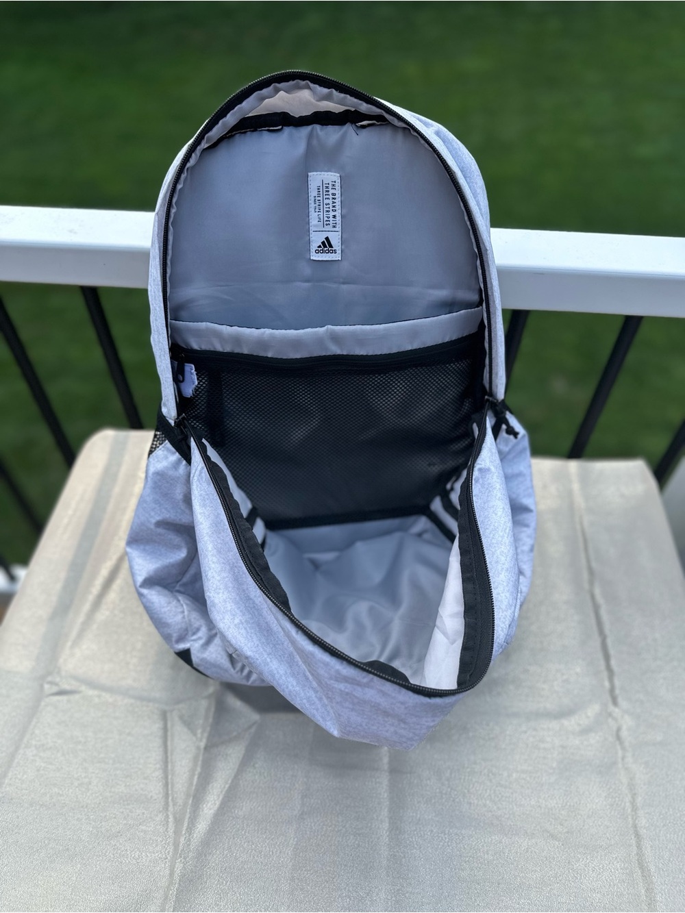 adidas womens Light Gray Backpack with Gold Accents - Picture 8 of 8